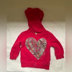 OshKosh B’Gosh girl 12 m jacket with sparkle heart design. Zip up. Hood.